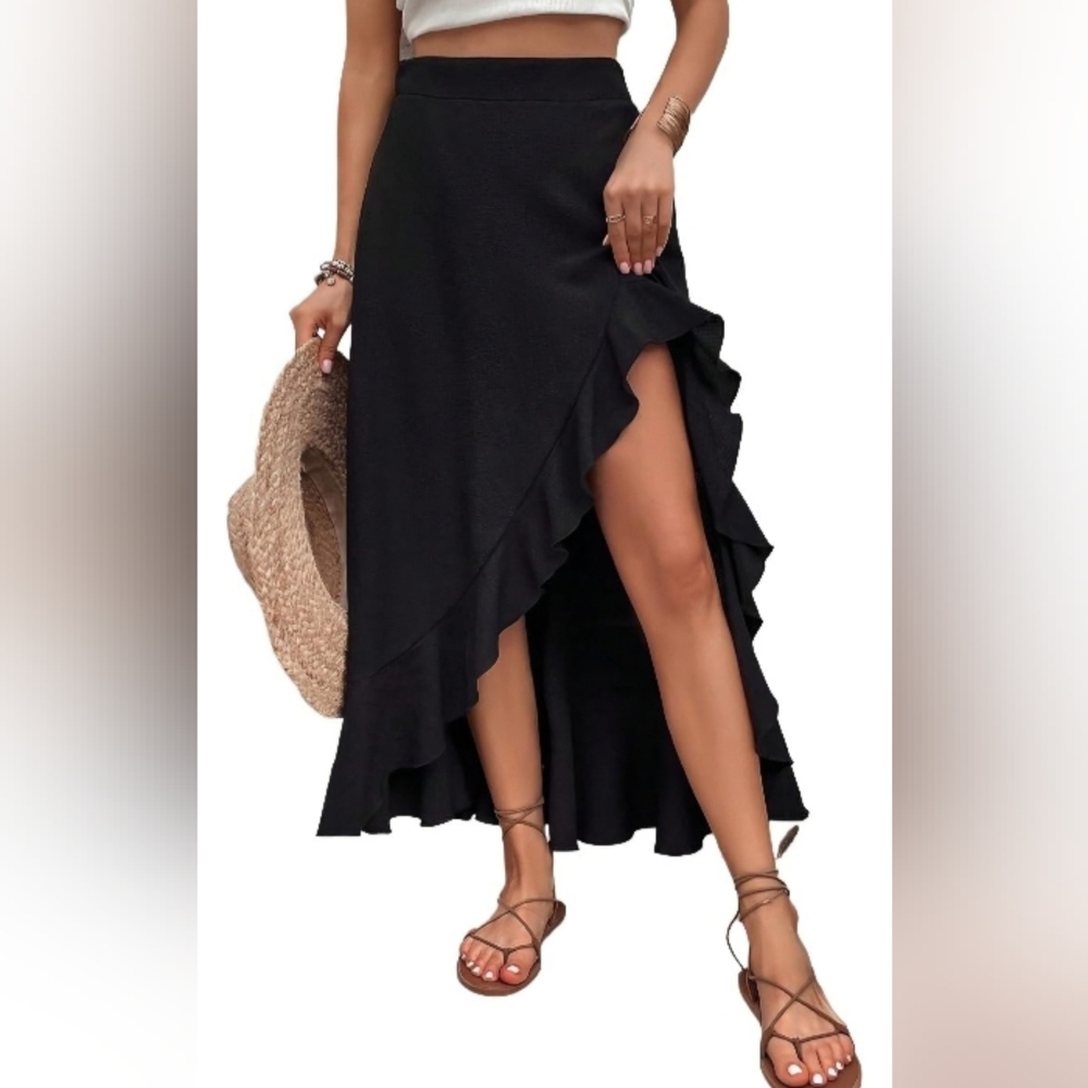 **SALE** Elegant Black Wrap Skirt